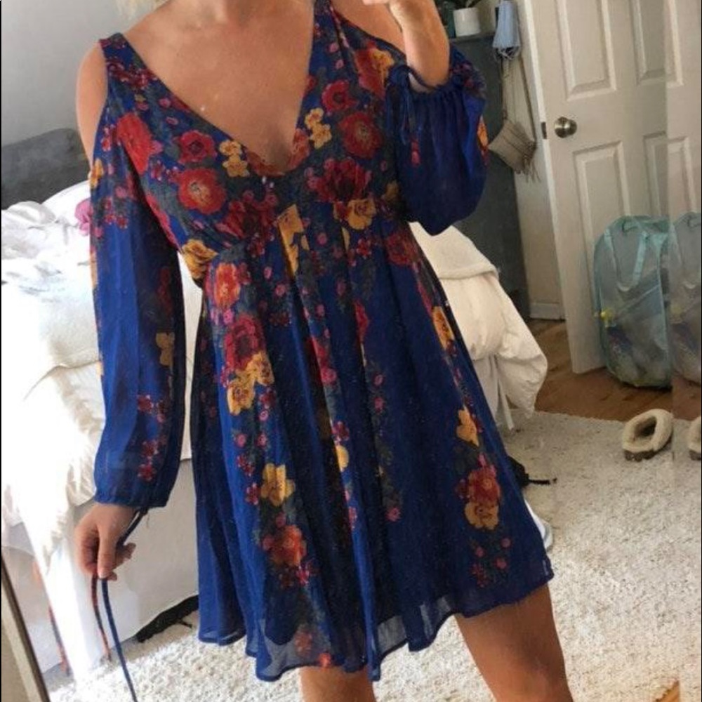 Free people open-shoulder sheer floral dress